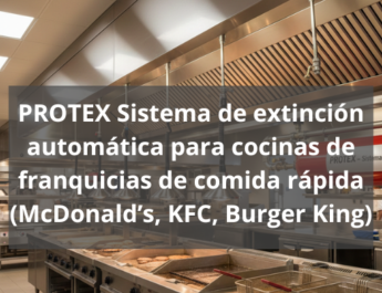 Sistema de extinción automática para cocinas de franquicias de comida rápida. Protección avanzada y normativa en cocinas profesionales de alto rendimiento.
