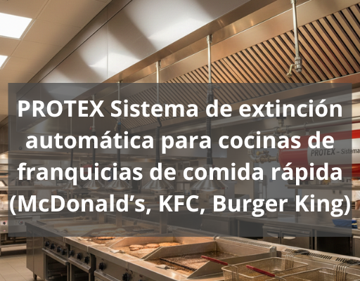 Sistema de extinción automática para cocinas de franquicias de comida rápida. Protección avanzada y normativa en cocinas profesionales de alto rendimiento.