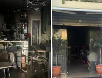 Un bar de Granada devastado por el fuego renacerá con más fuerza. Impacto del incendio que arrasó un bar en la plaza Campo Verde.