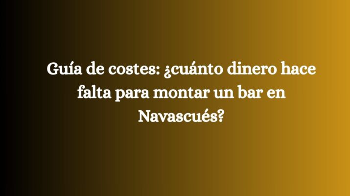 Guía de costes: ¿cuánto dinero hace falta para montar un bar en Navascués?