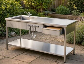 Descubre cómo elegir las medidas y configuración adecuadas de una mesa de acero inoxidable para aprovechar mejor tu zona de barbacoa.